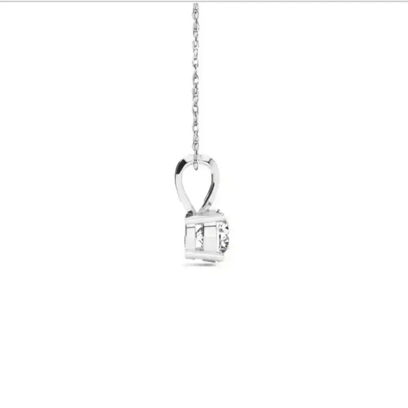 1/2 Carat Real Diamond Necklace In 14K White Gold Filled! With Silver Chain - Picture 2 of 4